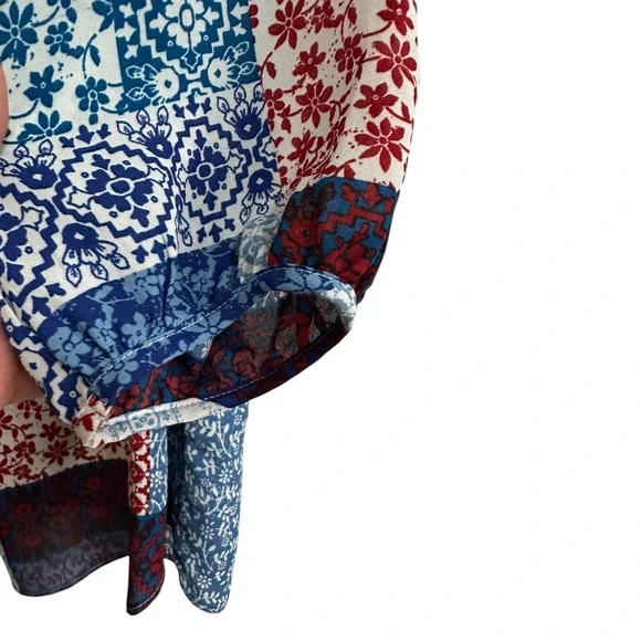 Zac & Rachel Patchwork Blouse‎ Paisley Floral Print Bohemian Top S/C - Picture 5 of 14
